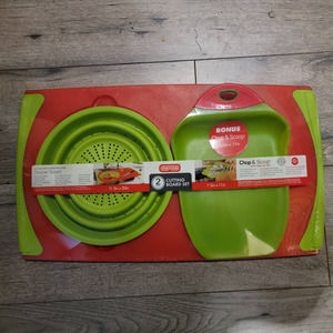 Dexas Over the Sink Strainer Board and Chop & Scoop Board Set